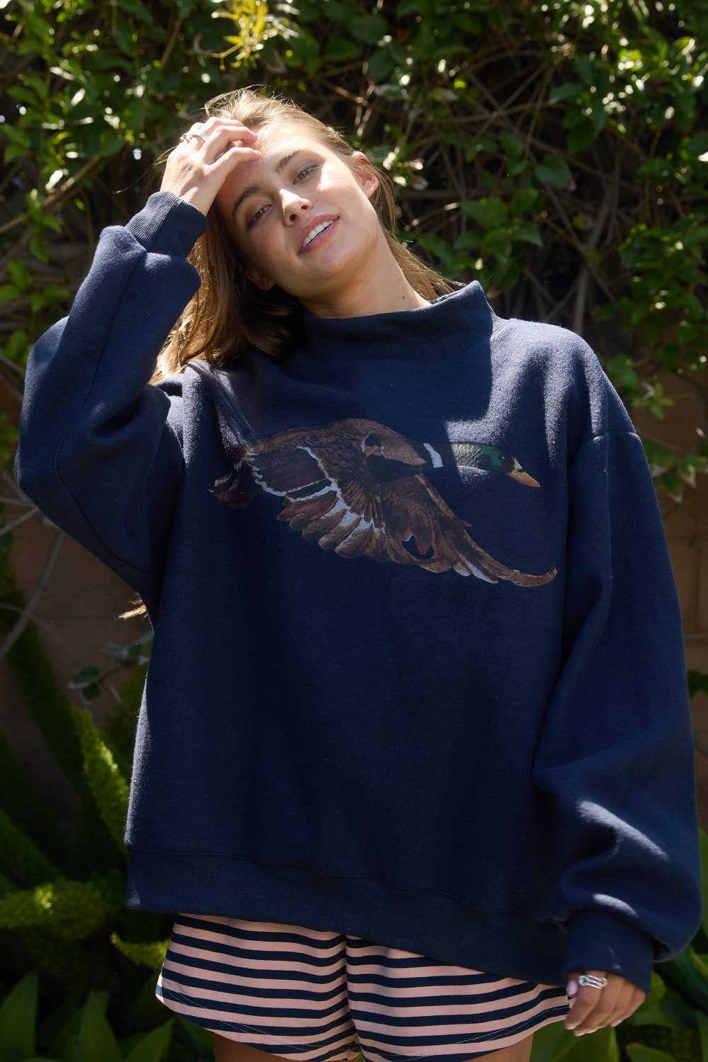 Navy Mallard Mock Neck