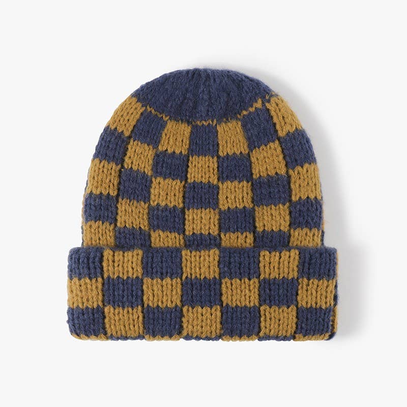 Checkered Knitted Beanie