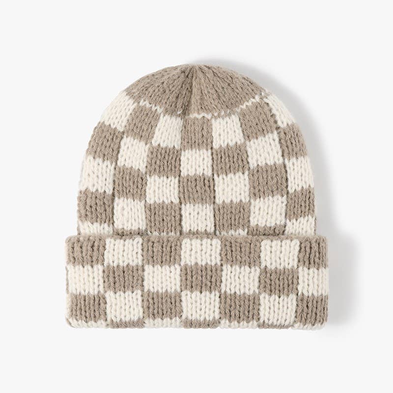 Checkered Knitted Beanie