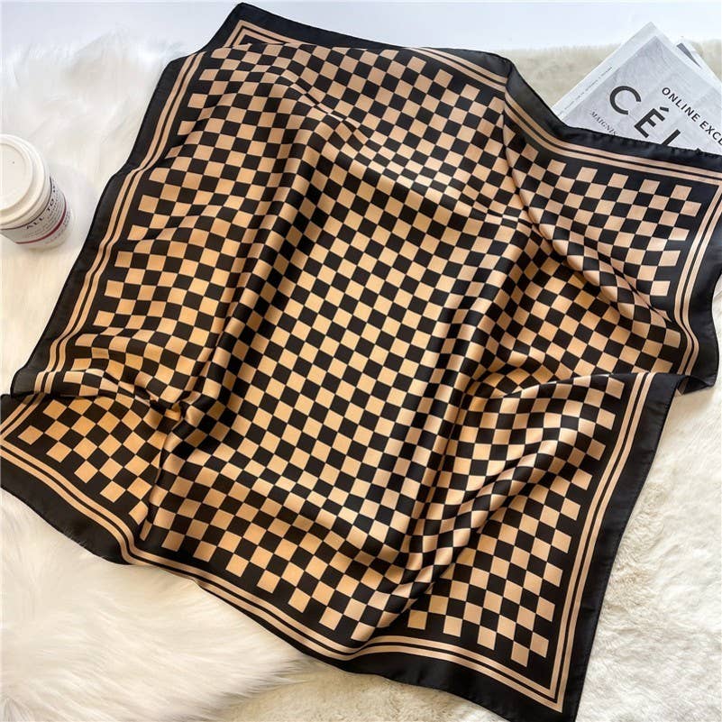 Checkered Silky Scarf