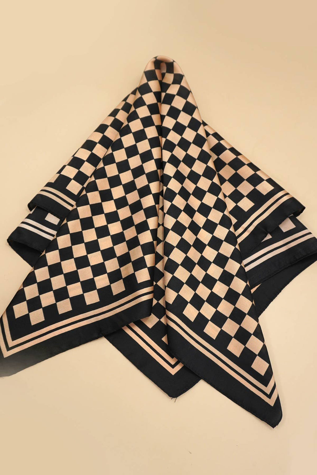 Checkered Silky Scarf