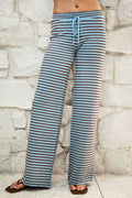 Striped Knit Mid Rise Pants