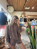 ANIMAL PRINT COWL NECK SHORT SET