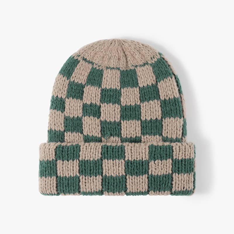 Checkered Knitted Beanie