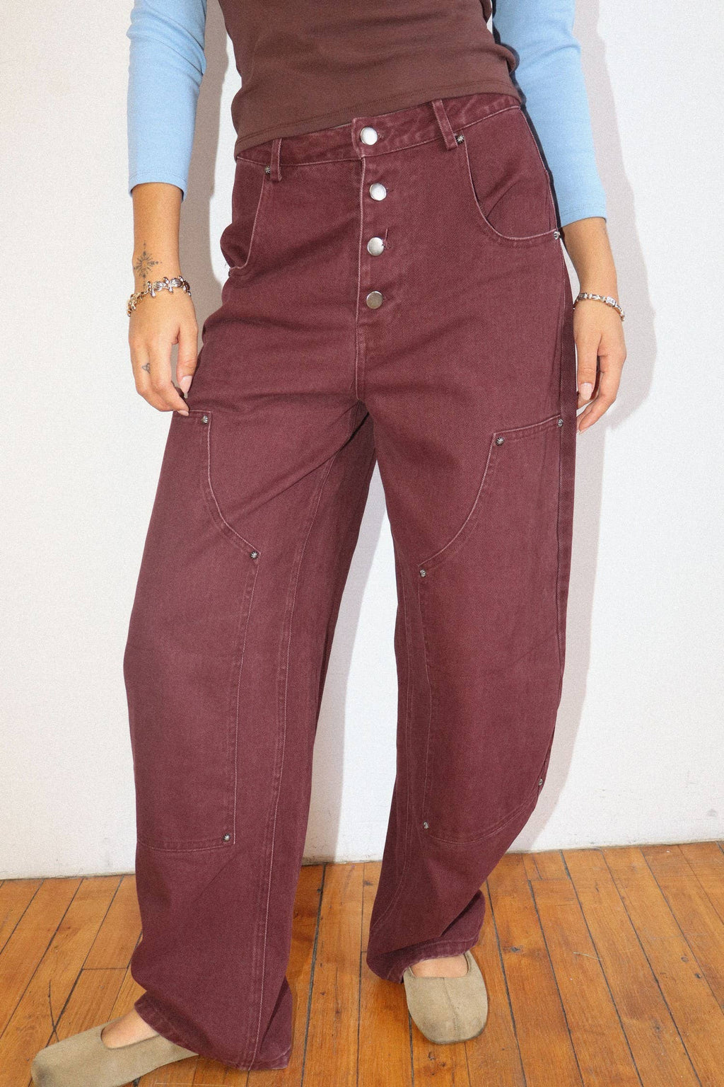 Vintage Wash Maroon Barrels