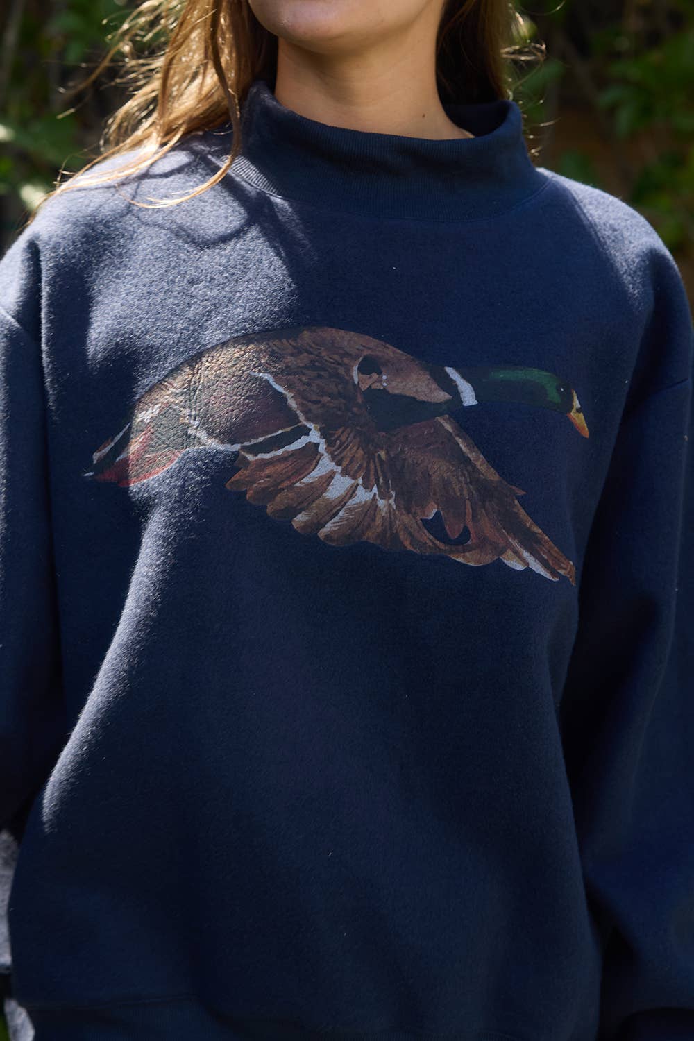 Navy Mallard Mock Neck