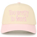 C.C TOO PRETTY TO WORK Letter on Two Tone Trucker Hat
