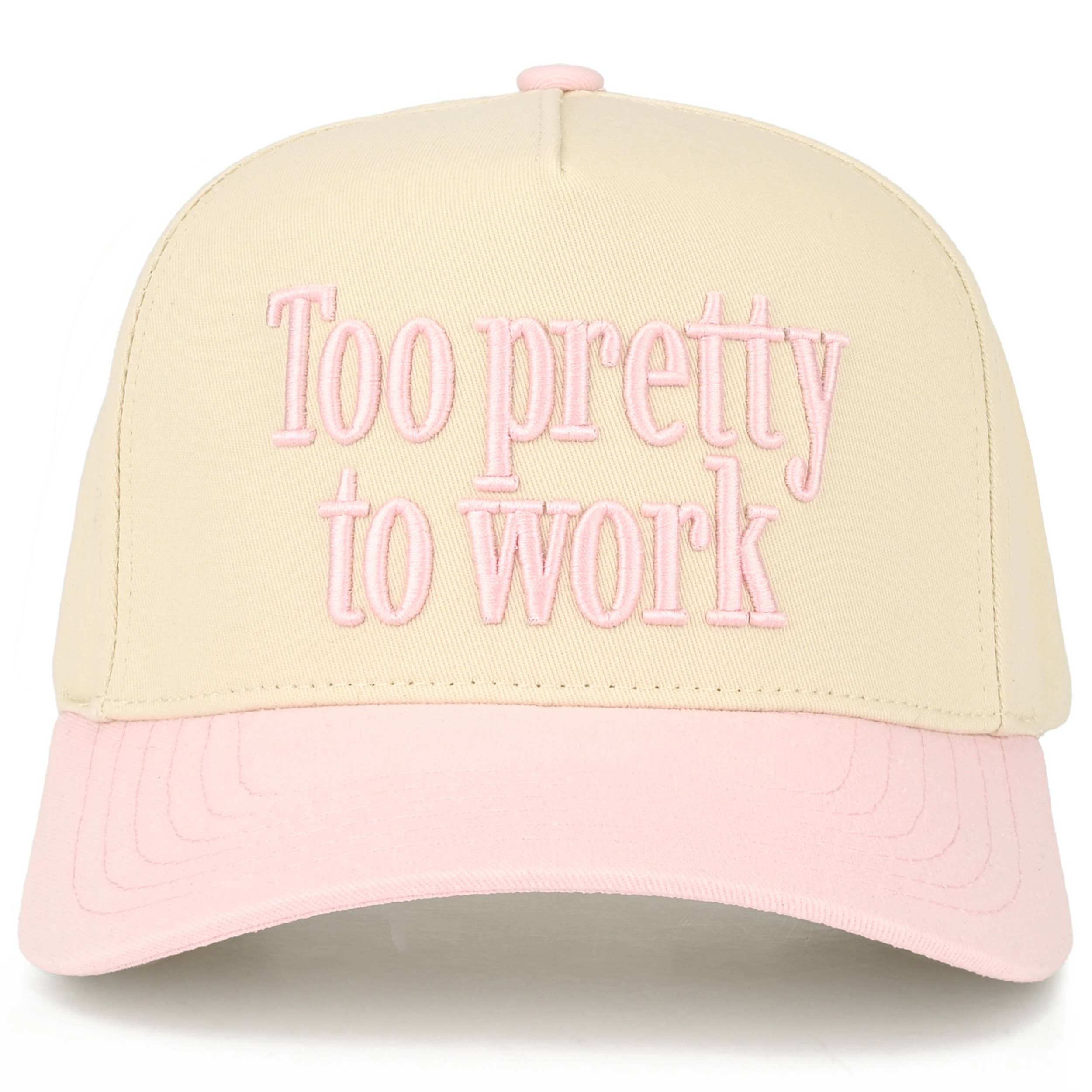 C.C TOO PRETTY TO WORK Letter on Two Tone Trucker Hat