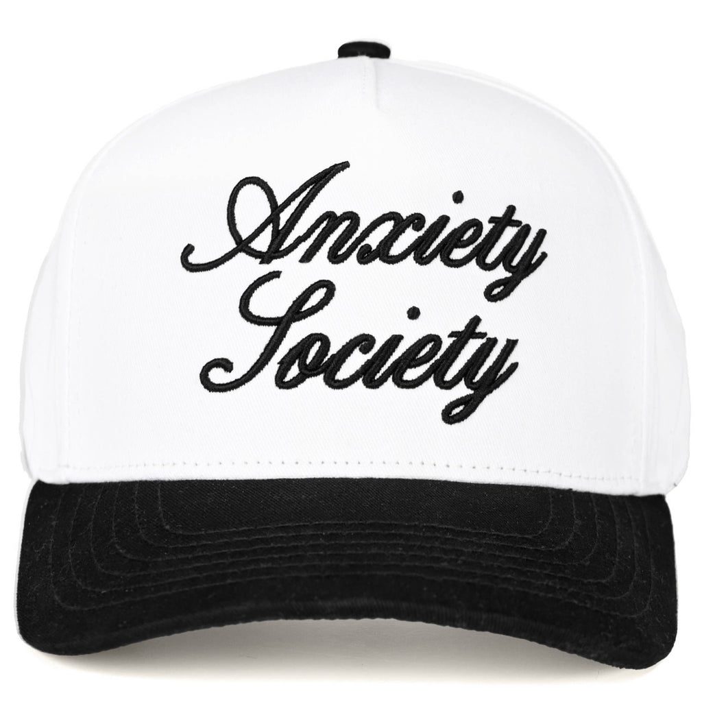 C.C ANXIETY SOCIETY Embroidered Letter Two Tone Trucker Hat