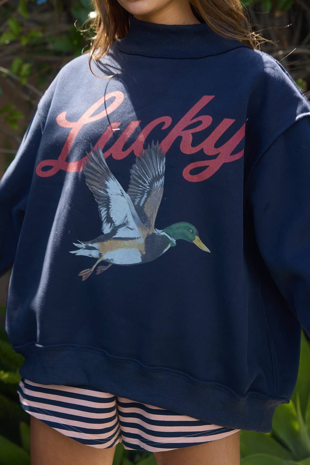 Navy Mallard Mock Neck