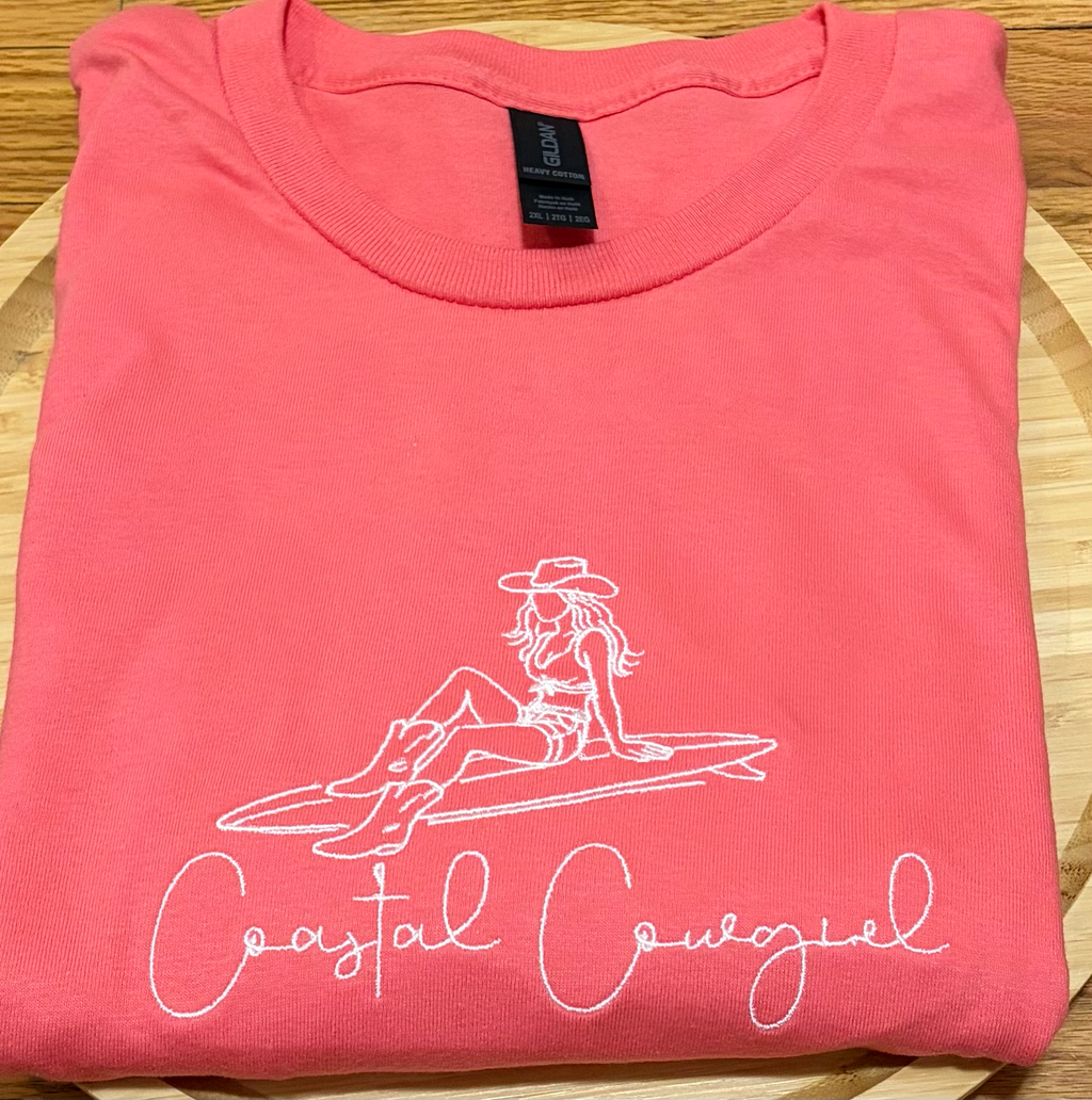 Coastal Cowgirl Embroidered Gildan T-Shirt