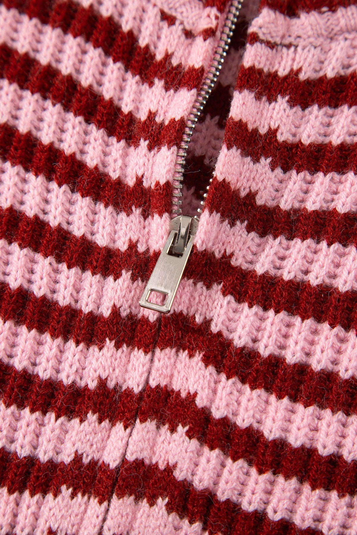 Striped Mock Zip Up Cardi