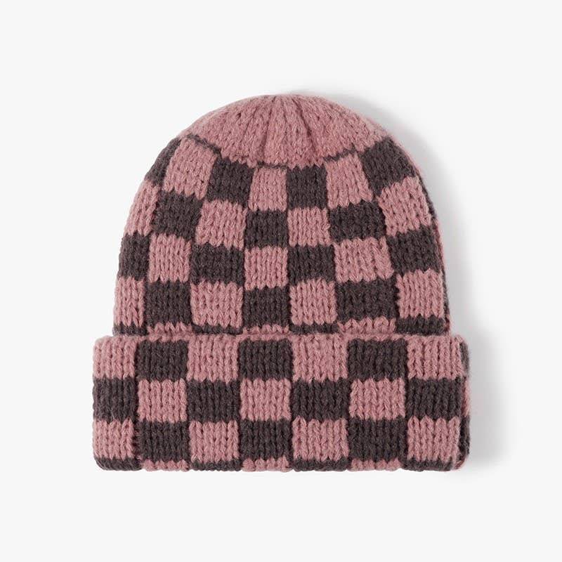 Checkered Knitted Beanie